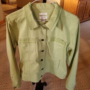 Vintage Christopher & Banks, Lt. Green/lime green jean jacket